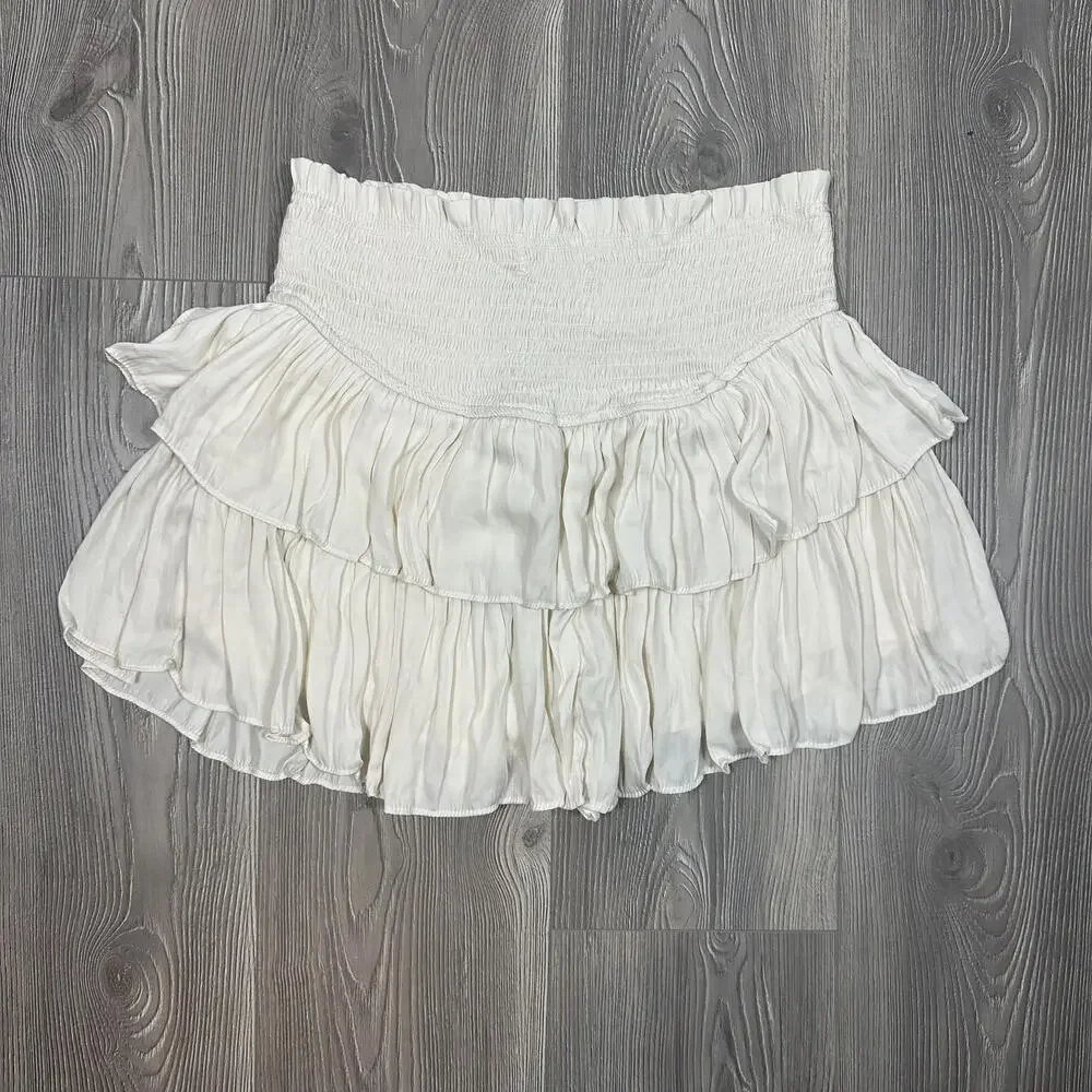 Mustard‎ Seed Cream Tiered Mini Skort with Elasticated Waist
